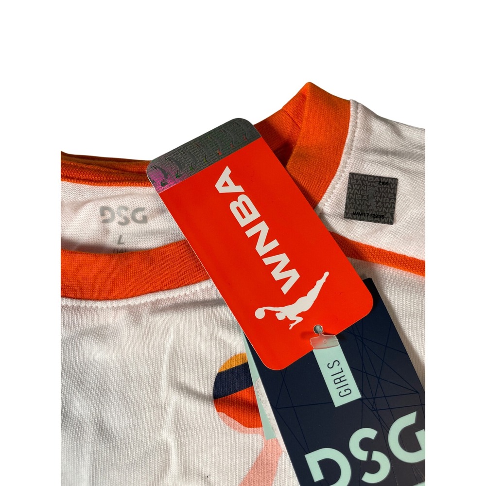 DSG WNBA Girls White Orange 96 Basketball Graphic T-Shirt Size Large 14 NWT - Picture 3 of 4